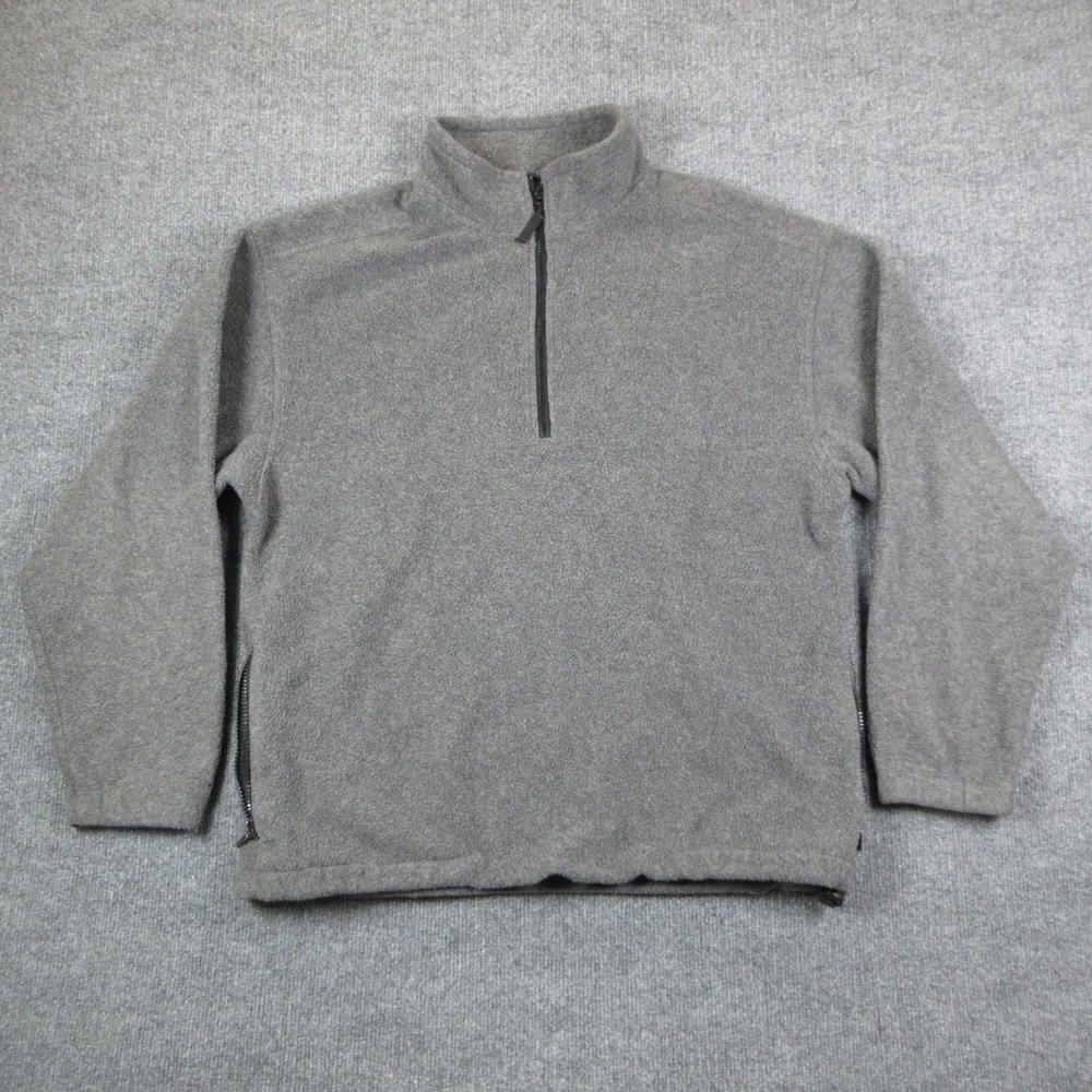 Eddie Bauer Fleece Pullover Mens M Grey Quarter Zip Gorpcore Outdoor Mock Neck